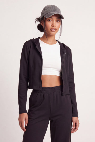 Modal Crop Zip Hoodie