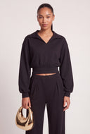 Jordyn Crop Polo Sweatshirt