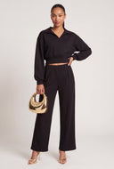 Jordyn Crop Polo Sweatshirt