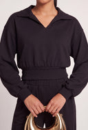 Jordyn Crop Polo Sweatshirt