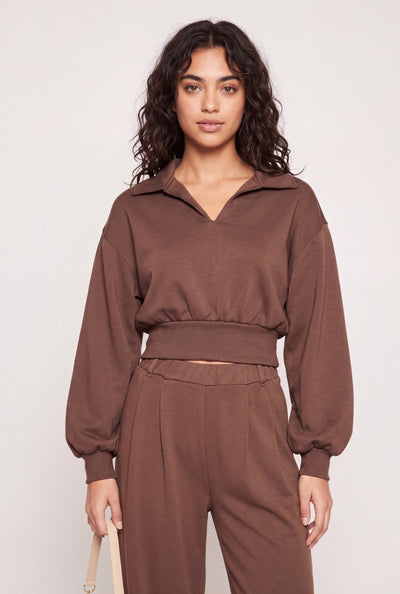 Jordyn Crop Polo Sweatshirt