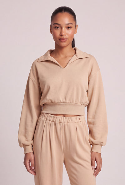 Jordyn Crop Polo Sweatshirt