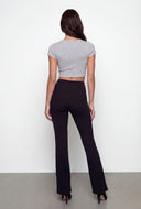 Rib Knit Crew Neck Crop T-Shirt