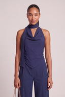 Pinstripe Halter Top with Scarf