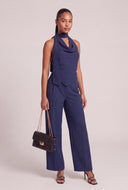 Pinstripe Halter Top with Scarf