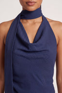 Pinstripe Halter Top with Scarf