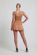 Grommet Detail Faux Suede Bustier Top