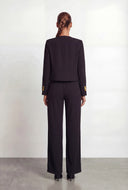 Padded Shoulder Open Front Blazer