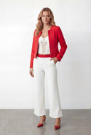 Padded Shoulder Open Front Blazer