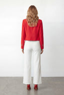 Padded Shoulder Open Front Blazer