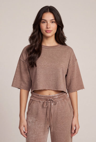 Acid Wash Crop Sweatshirt
