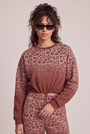 Glam Leopard Print Crop Sweatshirt