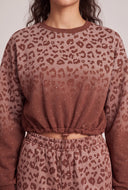 Glam Leopard Print Crop Sweatshirt