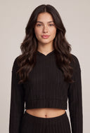 Maia Rib Knit Crop Hoodie
