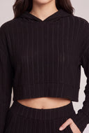 Maia Rib Knit Crop Hoodie