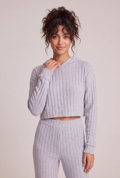 Maia Rib Knit Crop Hoodie