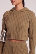 Maia Rib Knit Crop Hoodie