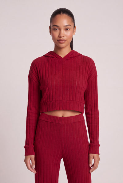 Maia Rib Knit Crop Hoodie