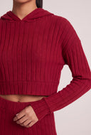 Maia Rib Knit Crop Hoodie