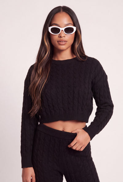 Donna Cable Knit Crop Sweater