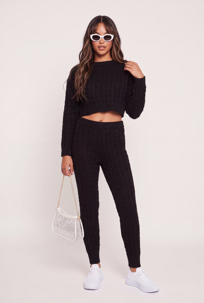 Donna Cable Knit Joggers