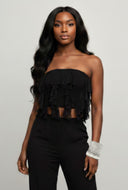 Ruffle Fringe Cropped Tube Top