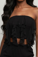 Ruffle Fringe Cropped Tube Top