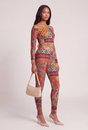 Patterned Off The Shoulder Top and Leggings Set
