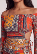 Patterned Off The Shoulder Top and Leggings Set