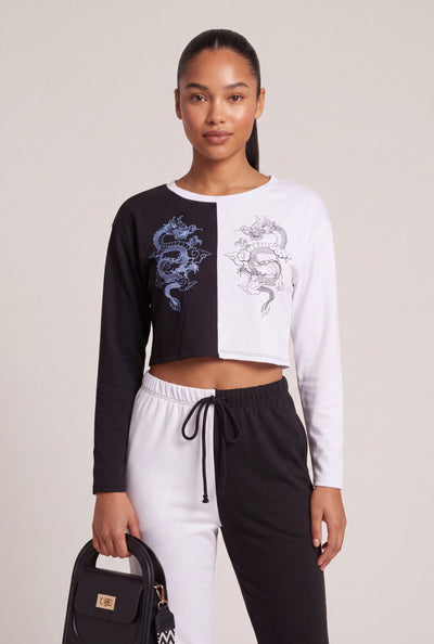 Bria Color Block Crop Top