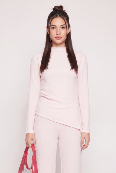 Kaelyn Rib Knit Asymmetrical Top