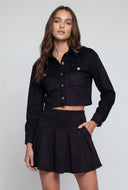 Khalani Cropped Faux Suede Shirt