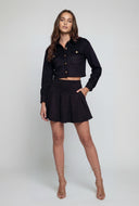 Khalani Cropped Faux Suede Shirt