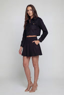 Khalani Cropped Faux Suede Shirt