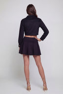 Khalani Cropped Faux Suede Shirt