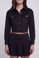 Khalani Cropped Faux Suede Shirt