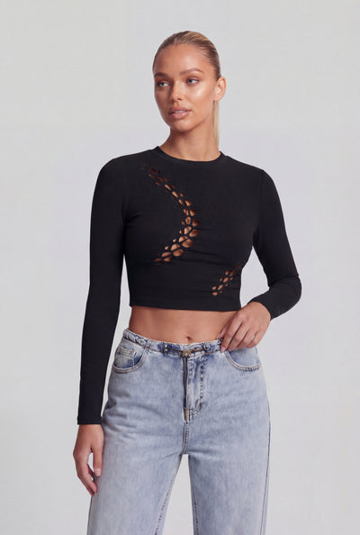 Asymmetrical Laser Cut Crop Top