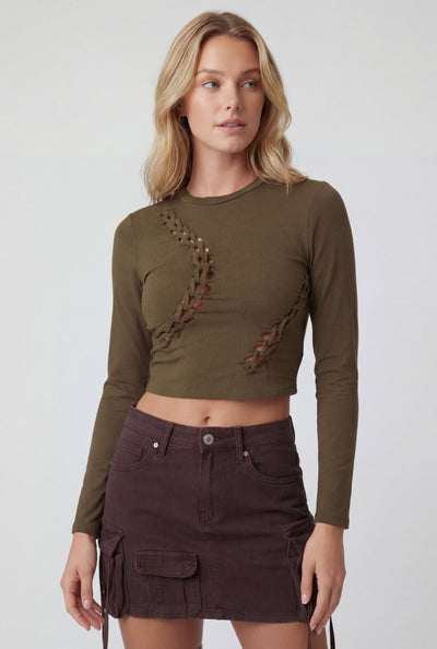 Asymmetrical Laser Cut Crop Top