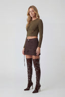 Asymmetrical Laser Cut Crop Top