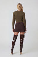 Asymmetrical Laser Cut Crop Top