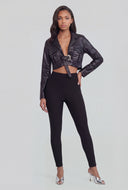 Studded Detail Faux Leather Jacket