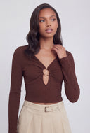 Luisa Metallic Ring Textured Knit Crop Top