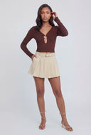 Luisa Metallic Ring Textured Knit Crop Top