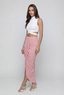 Ruched Split Front Maxi Skirt