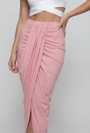 Ruched Split Front Maxi Skirt