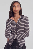 Rib Knit Striped Button-Front Shirt