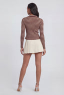 Rib Knit Striped Button-Front Shirt