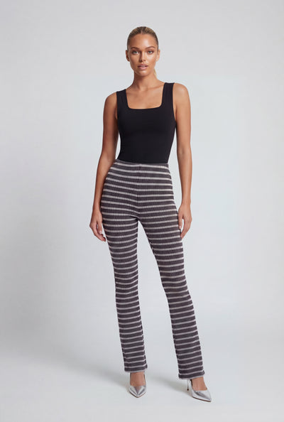 Striped Ribbed Slim Bootcut Pants
