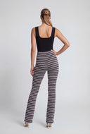Striped Ribbed Slim Bootcut Pants