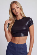 Brinley Metallic Waxed Crop Top